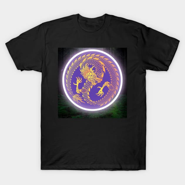 Purple and Gold Glowing Dragon, TRANSPARENT VERSION ON MY SHOP T-Shirt by Horrorsci